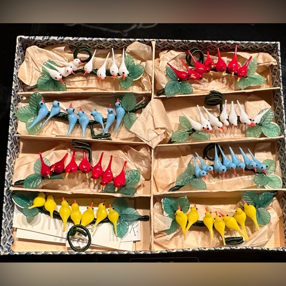 Lot of 6 Glass bird charms an irice import made in Czechoslovakia - Picture 5 of 8